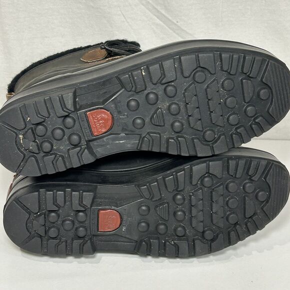 Sorel Alpine Black Gray Leather Waterproof Insulated Winter Boots Women Sz 7 - Picture 5 of 8